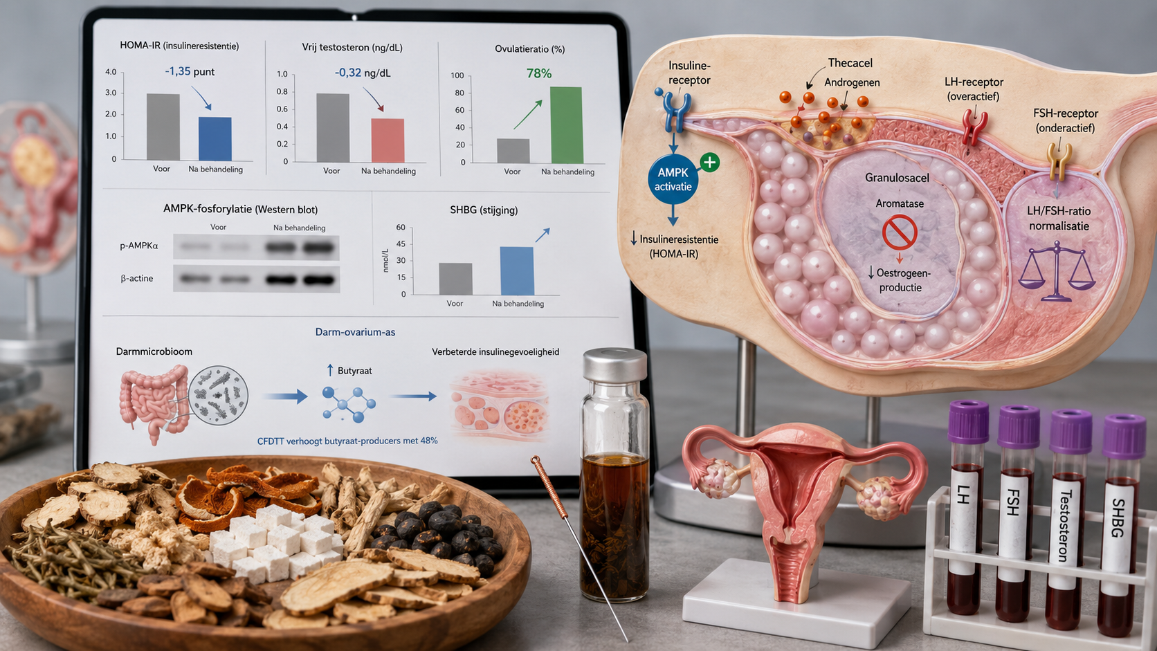 Acupunctuur en kruidenbehandeling voor PCOS met Cang Fu Dao Tan Tang, Er Zhi Wan en Wen Jing Tang